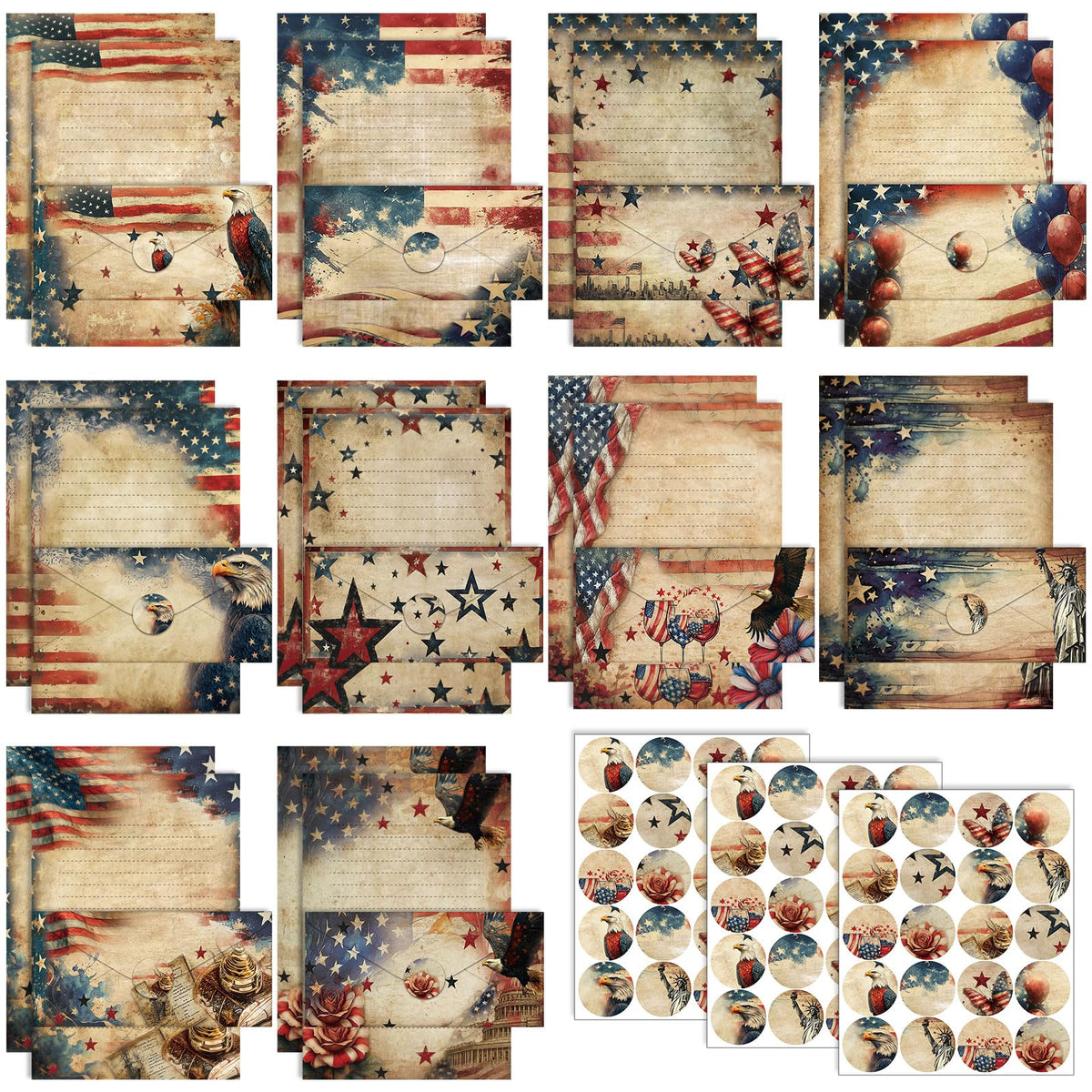 TaoBary 160 Pcs Vintage Floral Stationery Paper and Envelopes Set