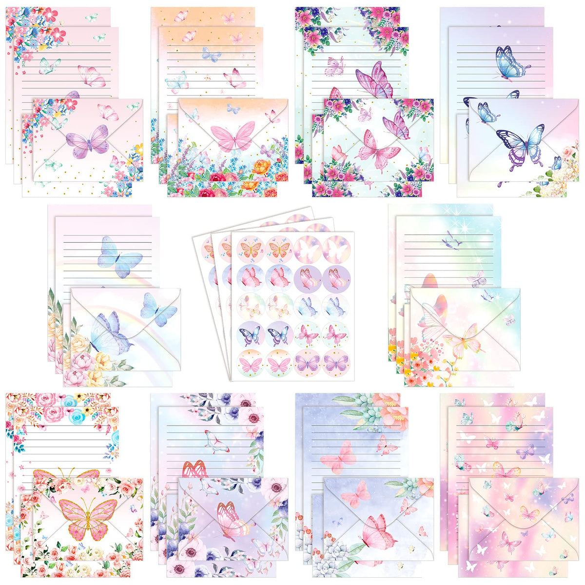 TaoBary 160 Pcs Vintage Floral Stationery Paper and Envelopes Set