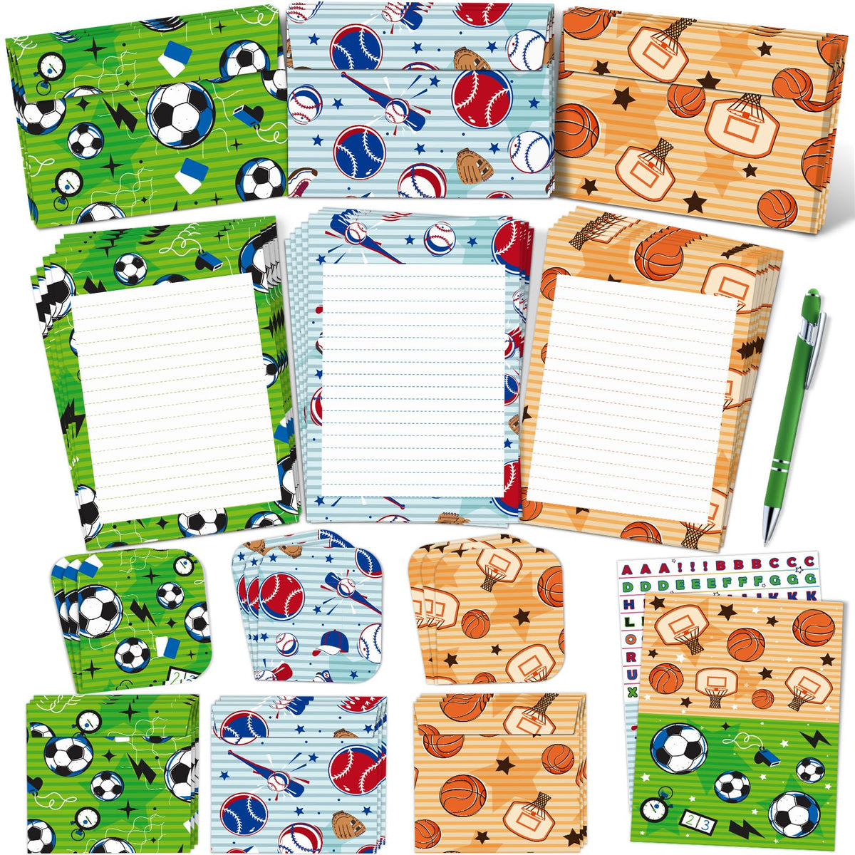 WERNNSAI 72 PCS Space Kids Stationery Paper and Envelopes Set for Boys
