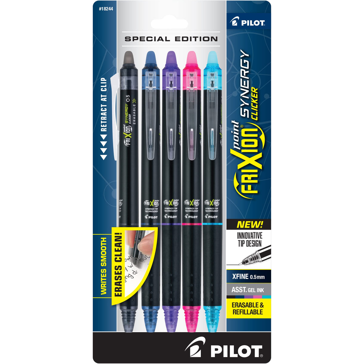 PILOT FriXion Synergy Clicker Erasable Pens, Pack of 10, Assorted Colors