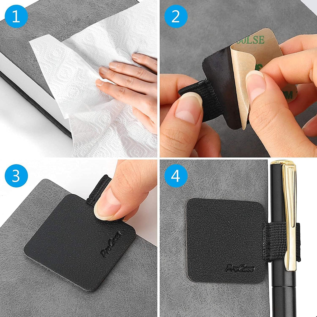 ProCase Pen Loop Holder for Notebooks Journals Planners Tablet Case, Black