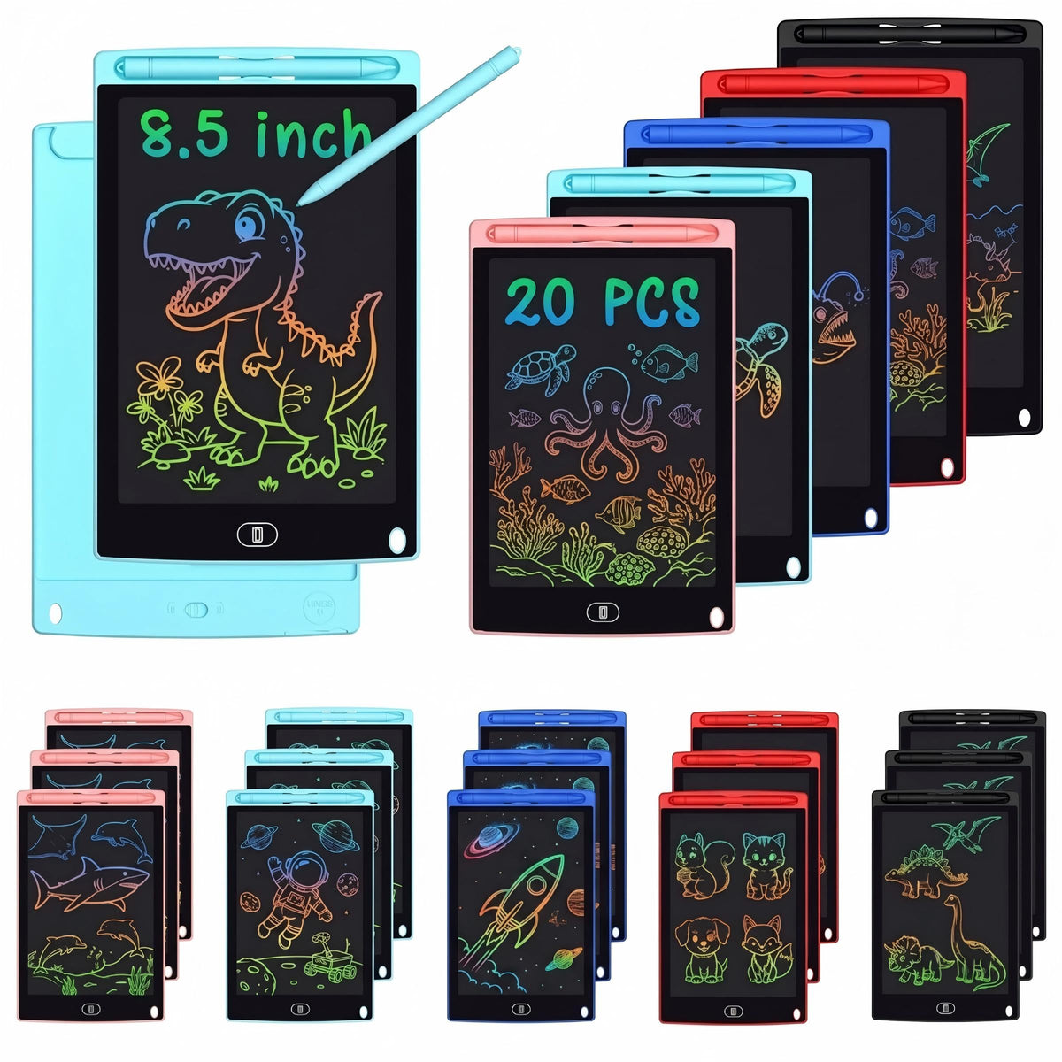 Party Favors for Kids, 20 Pack 8.5 Inch LCD Writing Tablet for School Classroom Rewards, Bulk Birthday Gifts for Boys & Girls Age 3-8, Mess-Free Travel Toys for Toddlers & Preschool Learning