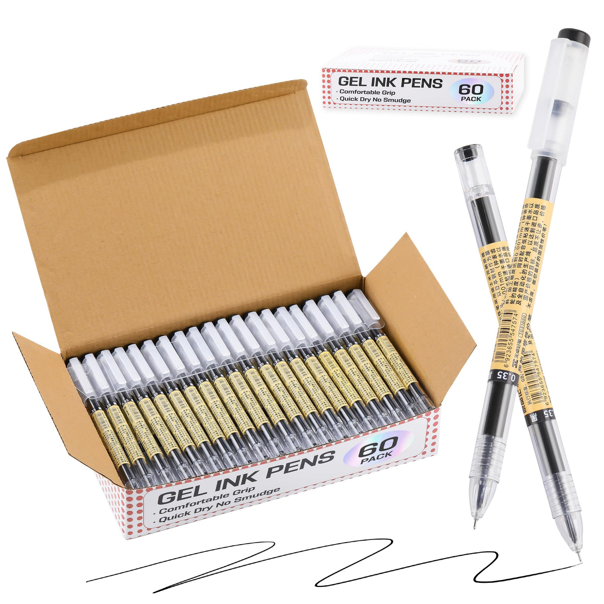 Japanese Style Blue Gel Ink Pens, 100 Pack Bulk Wholesale Set, 0.35mm Extra Fine Point, No Smudge Quick Drying, Journaling, Writing Drawing Notebook for Teacher Classroom Office School Supplies