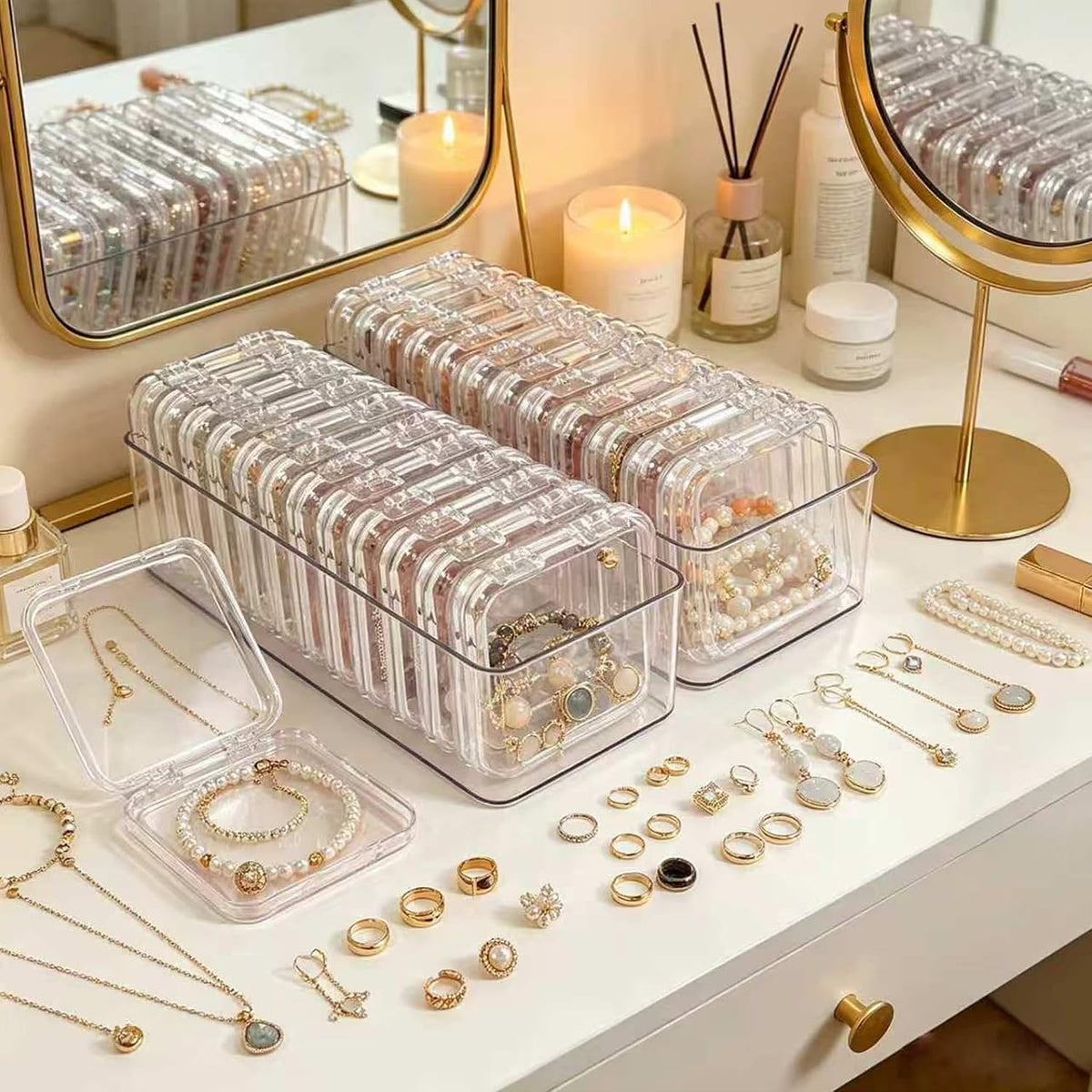 13-Piece Acrylic Jewelry Box Set, Clear Organizer Case