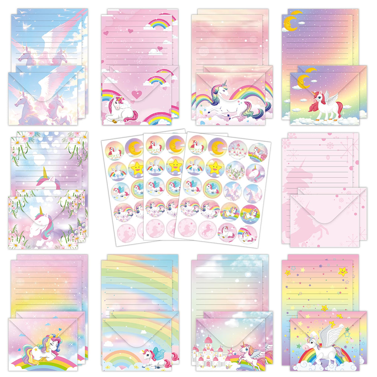 FUNCLASS 160 Pcs Watercolor Stationery Set Letter and Envelopes