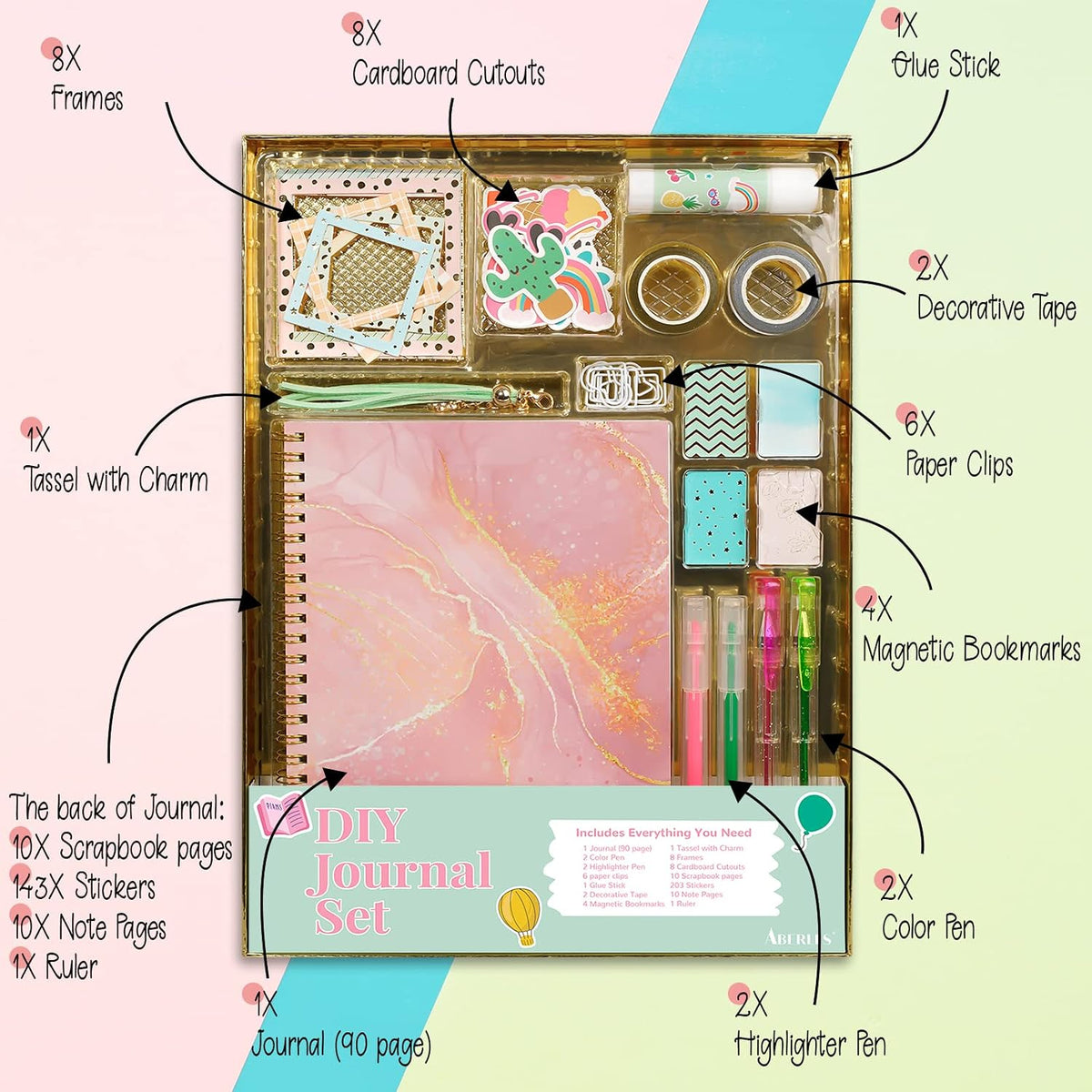 DIY Journal Kit for Girls, Scrapbook Gifts for 6 7 8 9 10 11 Year Old Girls