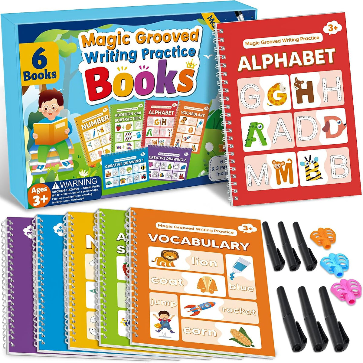 Magic Grooved Writing Practice Activity Books for Kids Age 3-5 6-8