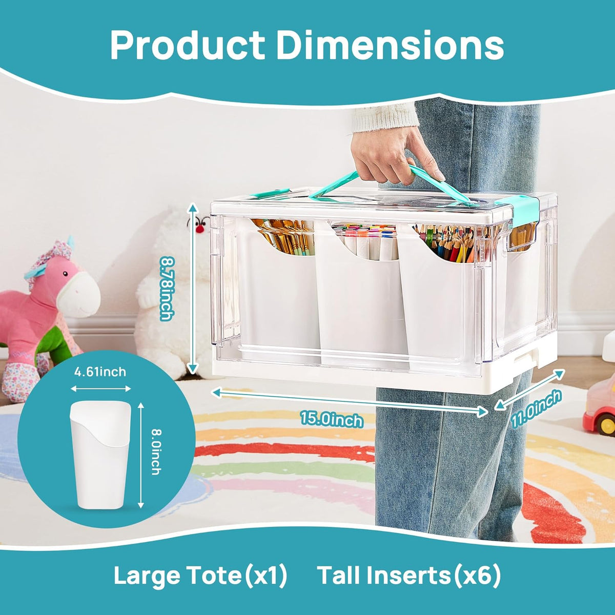 Vtopmart 24 QT Clear Plastic Craft Organizer with Detachable Inserts,1 Pack