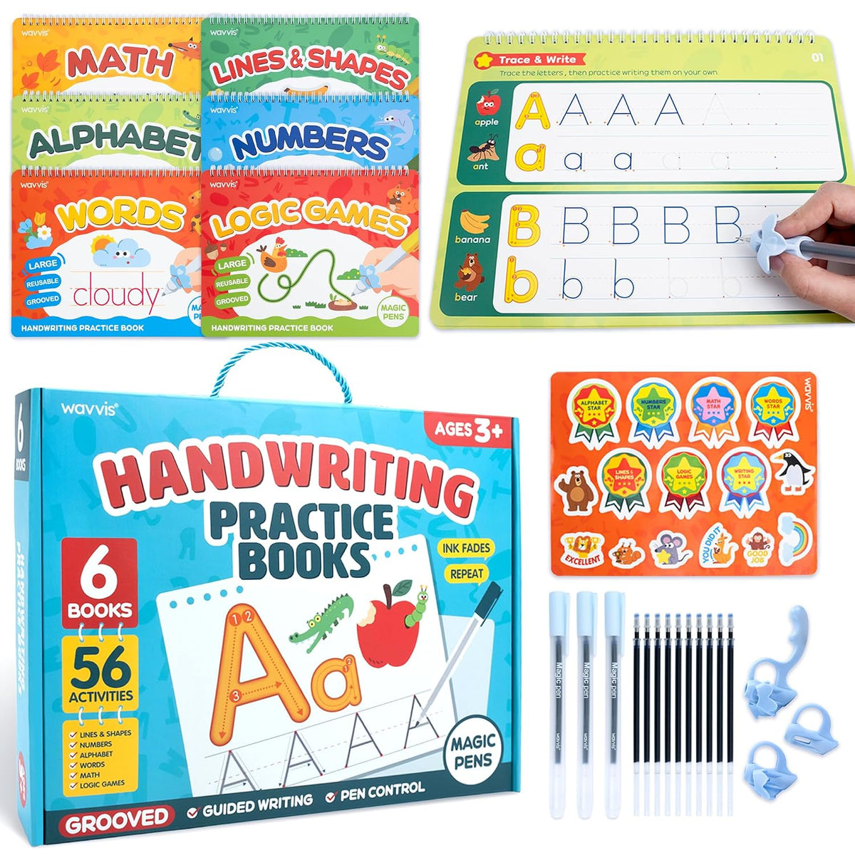 Magic Grooved Writing Practice Books for Kids 3-5, Kindergarten Workbooks