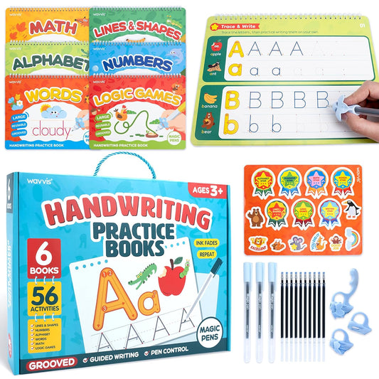 Magic Grooved Writing Practice Books for Kids 3-5, Kindergarten Workbooks