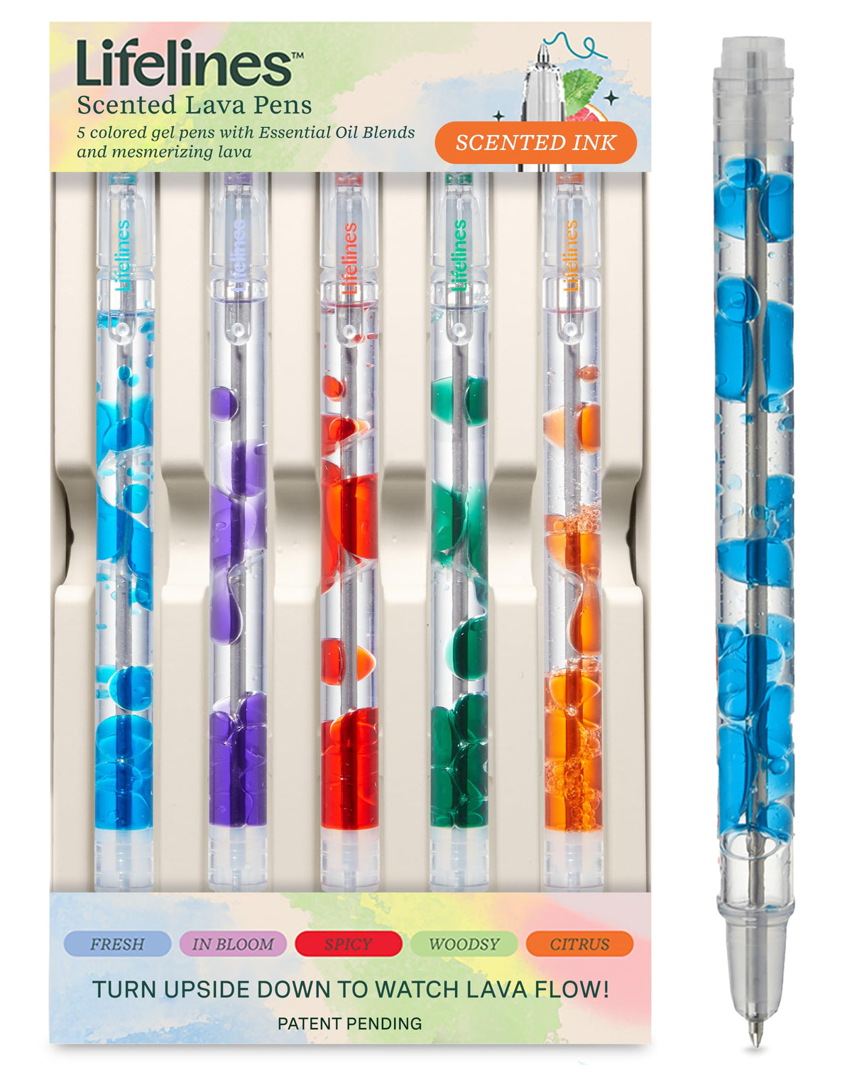 Lifelines Scented Lava Gel Pen Set, 5 Brights Multi-Color Pack, 0.5mm