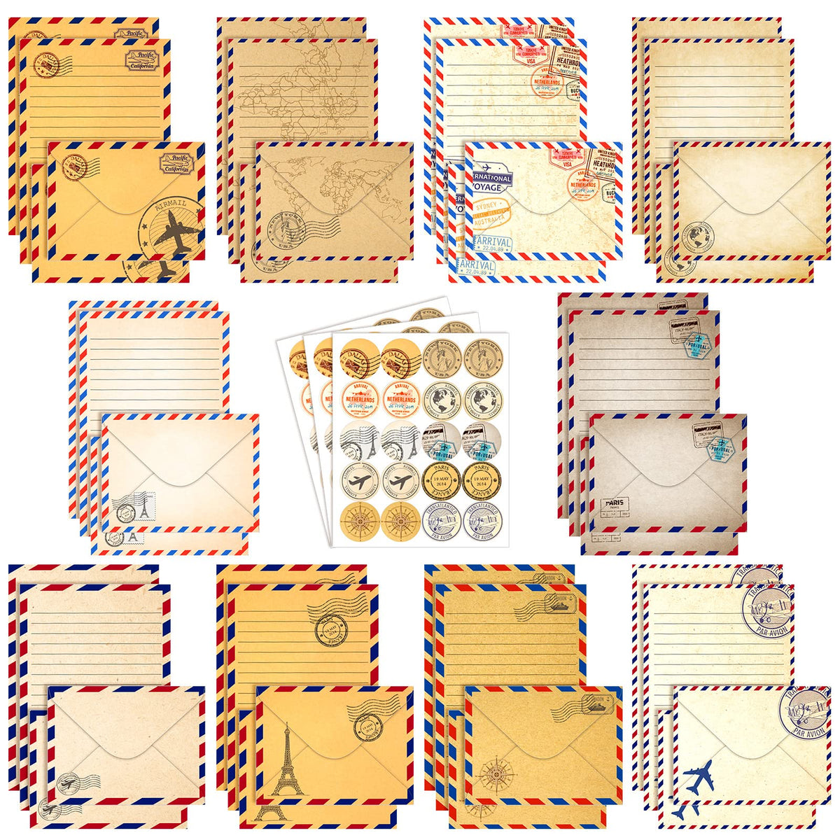TaoBary 160 Pcs Vintage Floral Stationery Paper and Envelopes Set