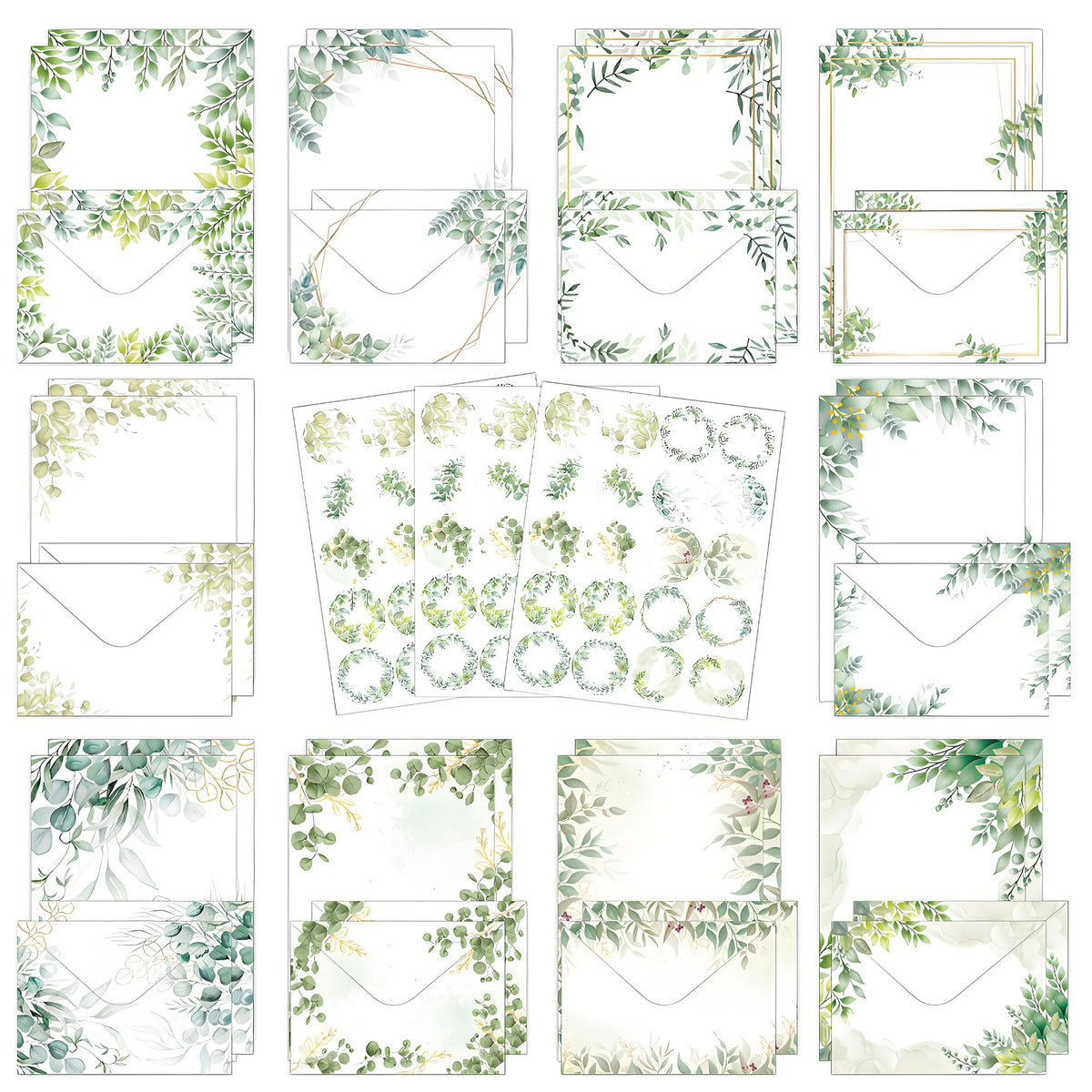 FUNCLASS 160 Pcs Watercolor Stationery Set Letter and Envelopes