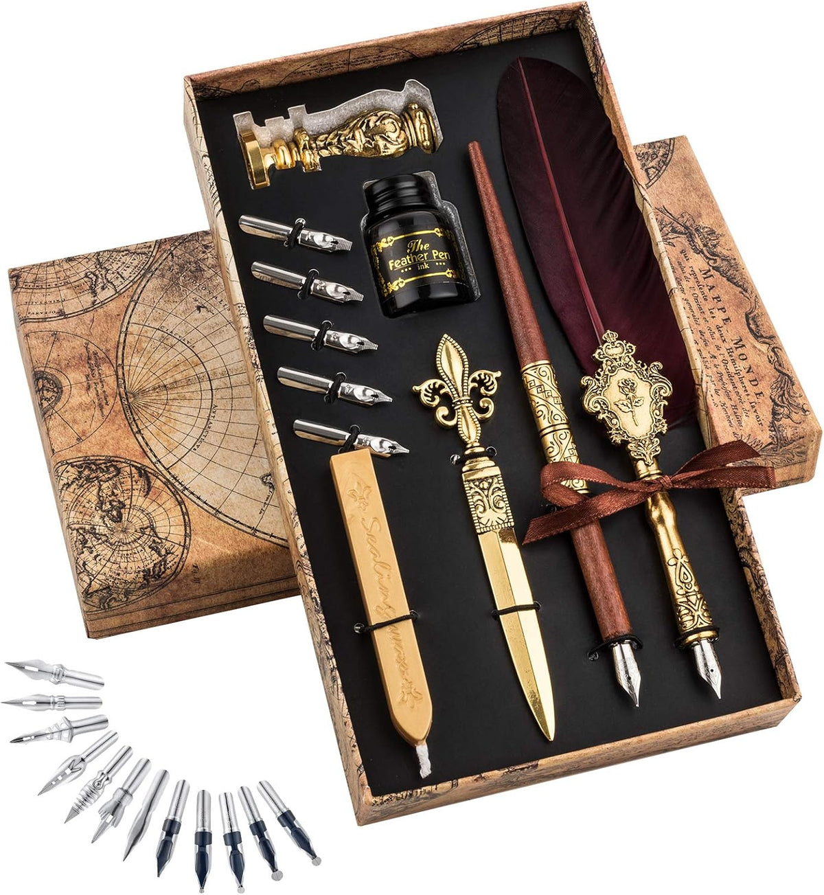 Hethrone Feather Pen and Ink Set Calligraphy Fountain Dip Pens
