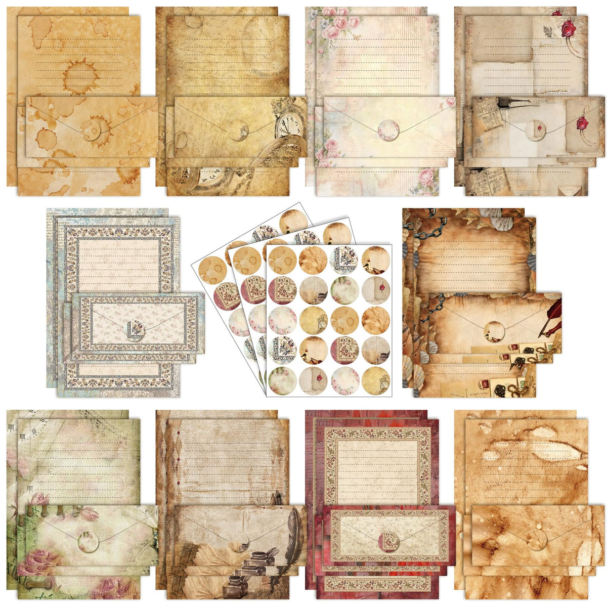 TaoBary 160 Pcs Vintage Floral Stationery Paper and Envelopes Set