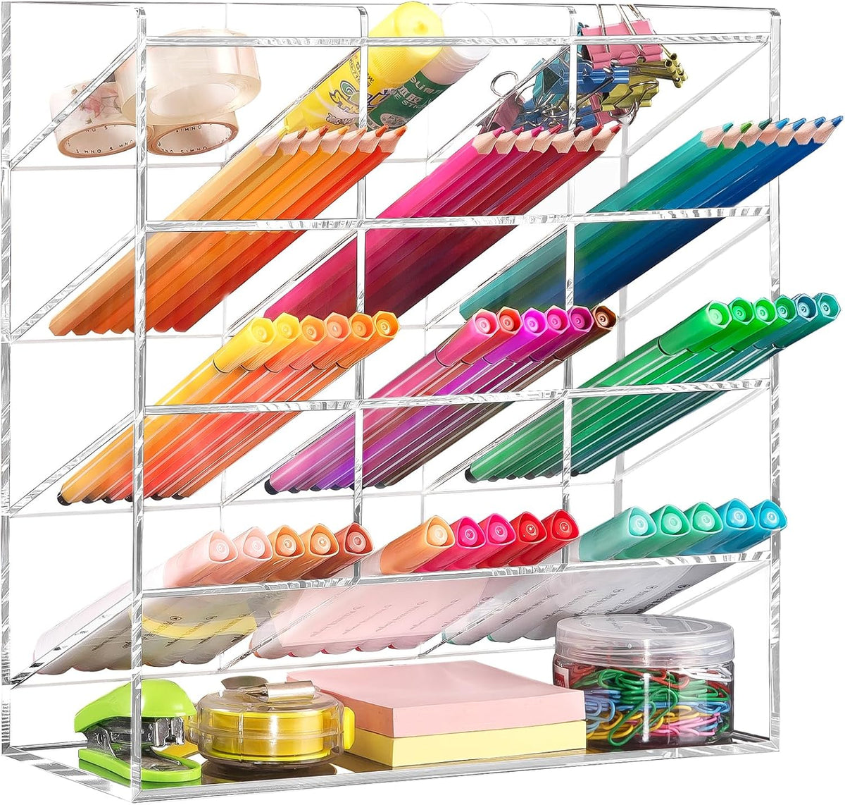 BEYGORM Acrylic Vertical Marker Organizer for 150 Markers, Desk Orgaizer
