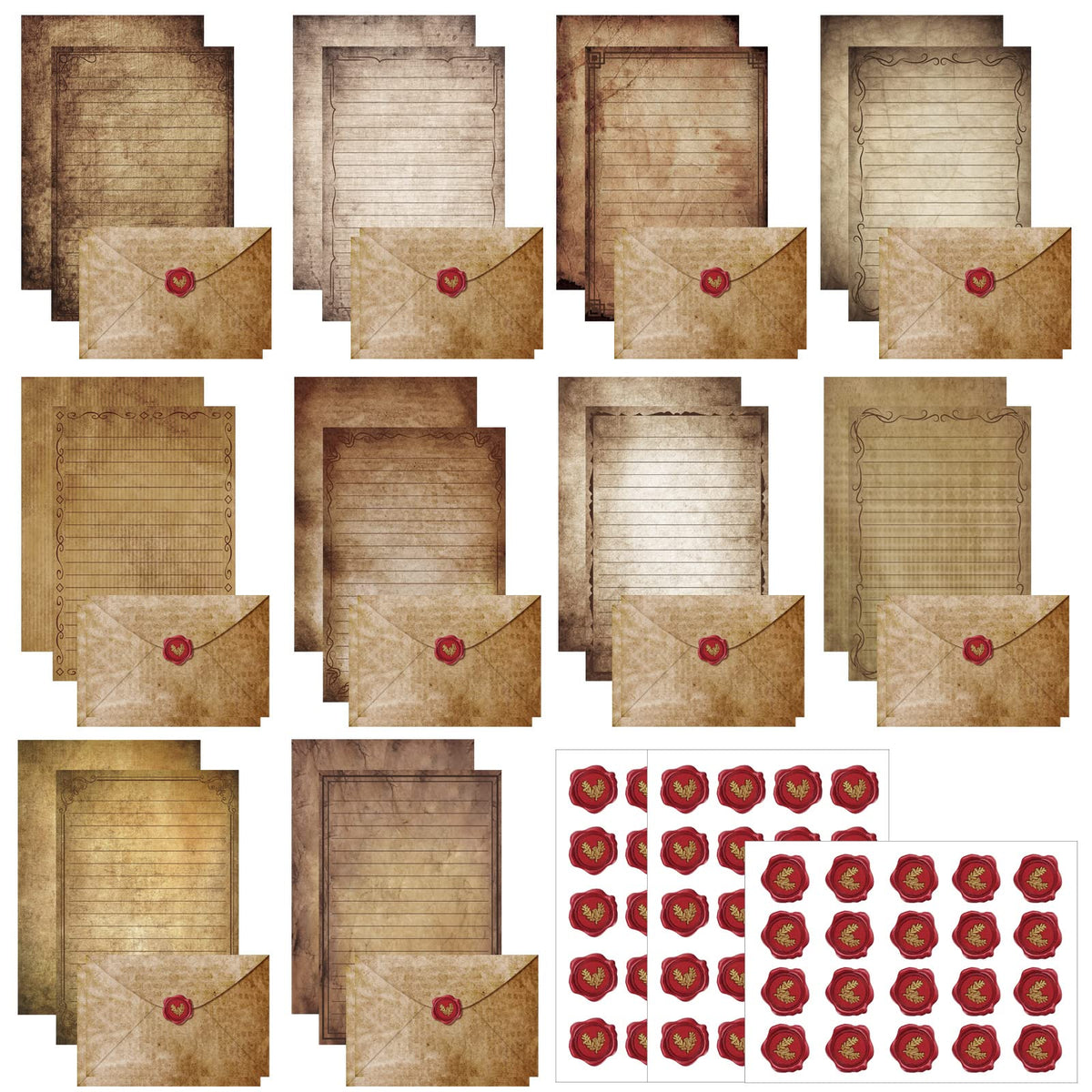 TaoBary 160 Pcs Vintage Floral Stationery Paper and Envelopes Set