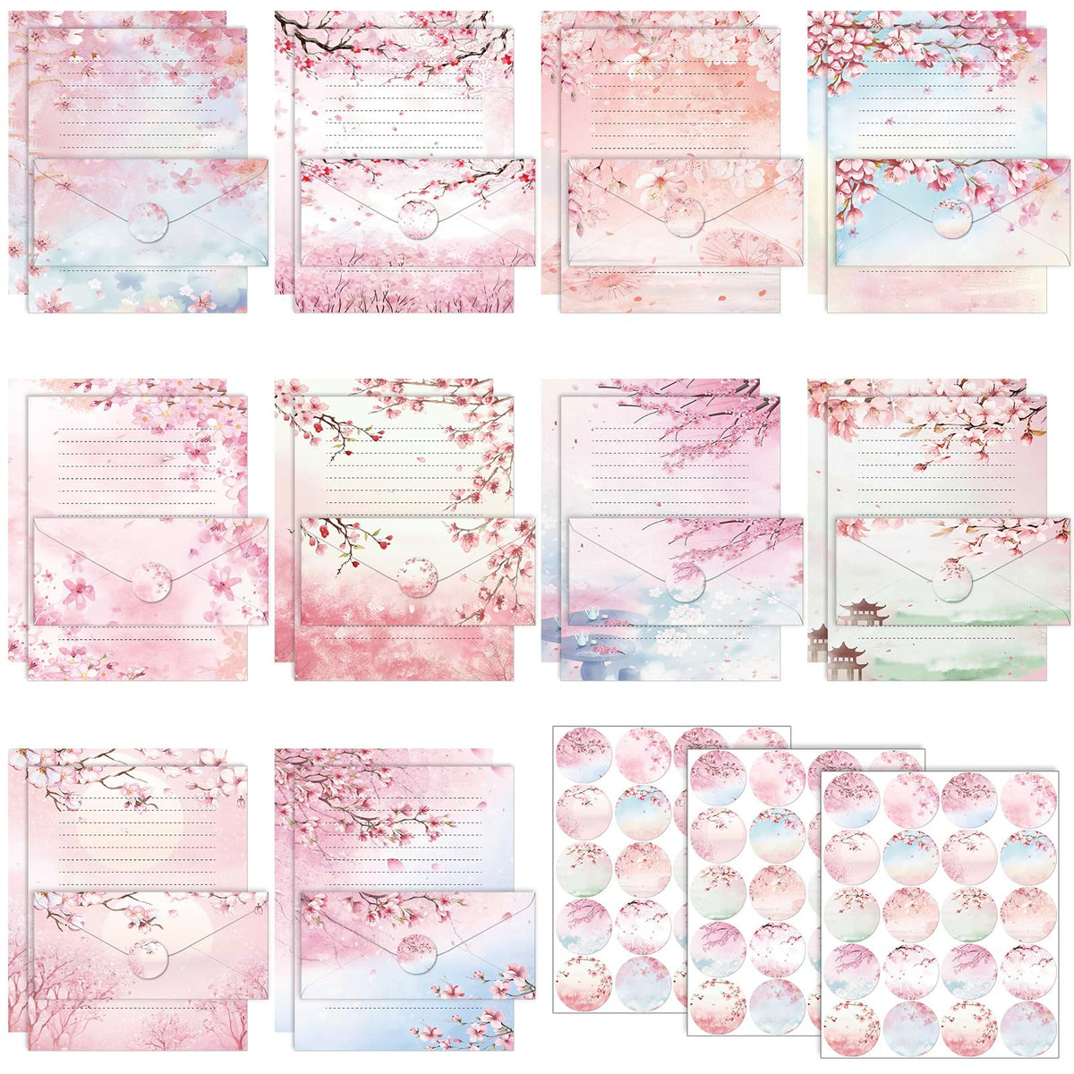 TaoBary 160 Pcs Vintage Floral Stationery Paper and Envelopes Set