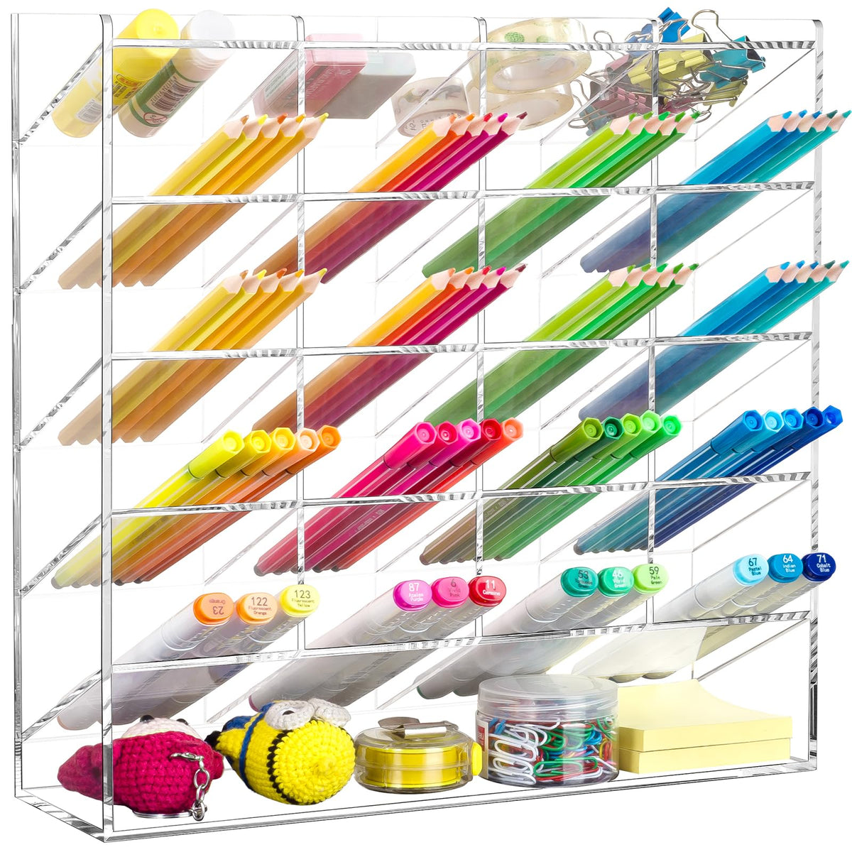 BEYGORM Acrylic Vertical Marker Organizer for 150 Markers, Desk Orgaizer