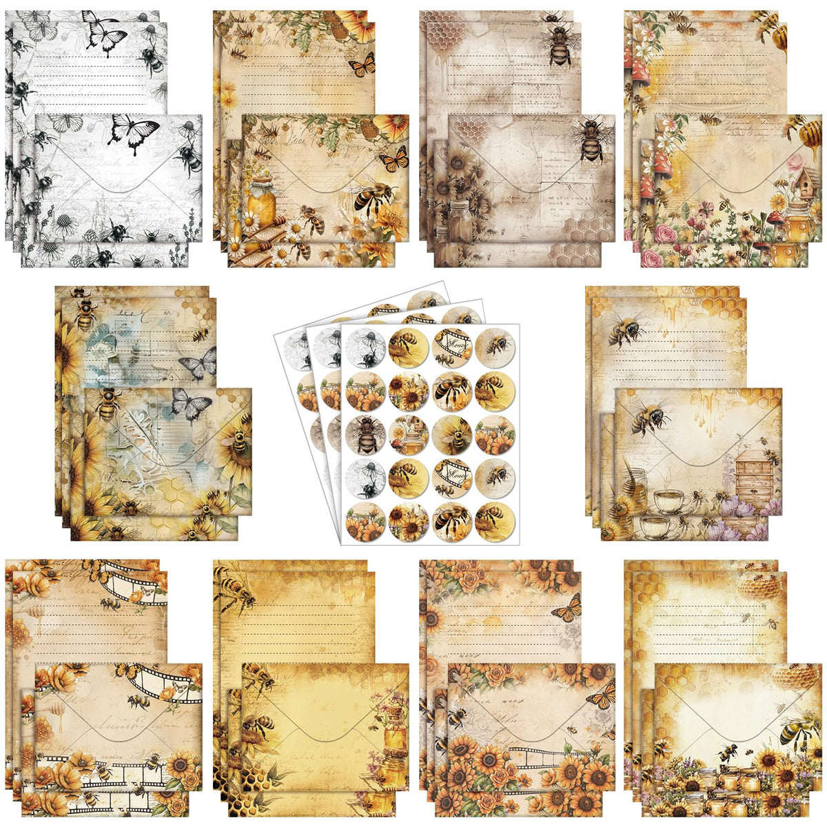 TaoBary 160 Pcs Vintage Floral Stationery Paper and Envelopes Set