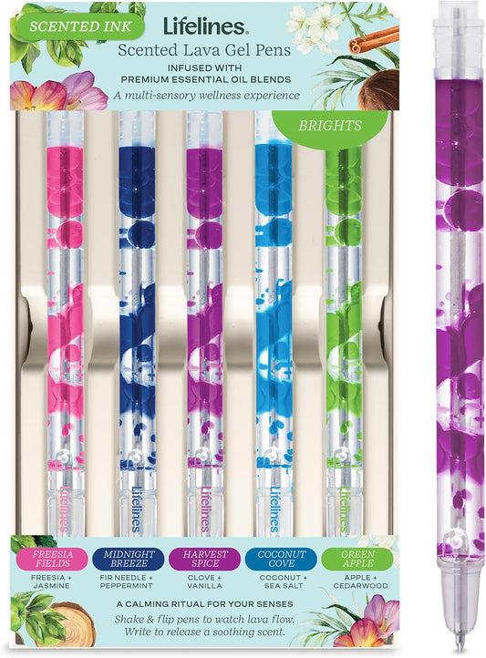 Lifelines Scented Lava Gel Pen Set, 5 Brights Multi-Color Pack, 0.5mm