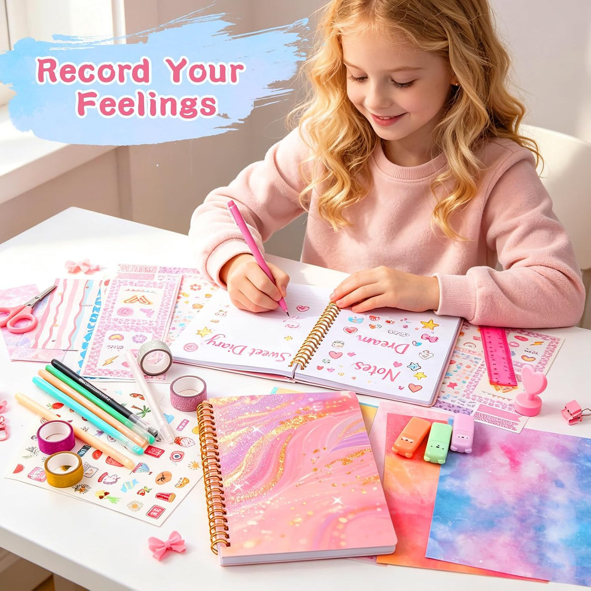 250PCS Diy journal kit 8 7 9 10 11 12 year old girl gift scrapbook supplies