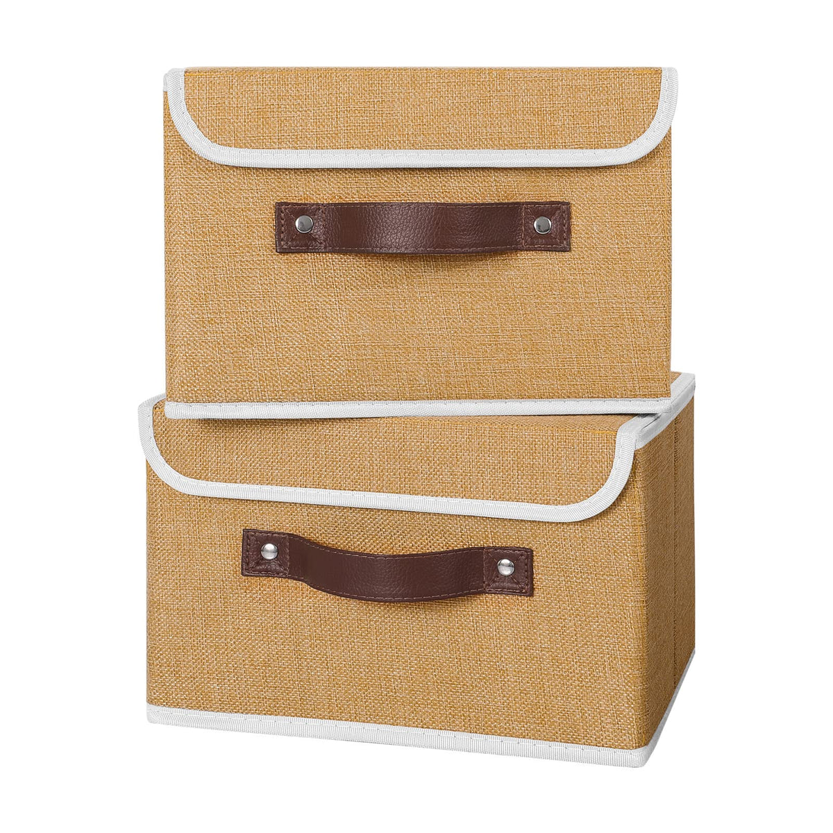 ANMINY Fabric Storage Box Bins with Lids, Green, 10"x8"x7"