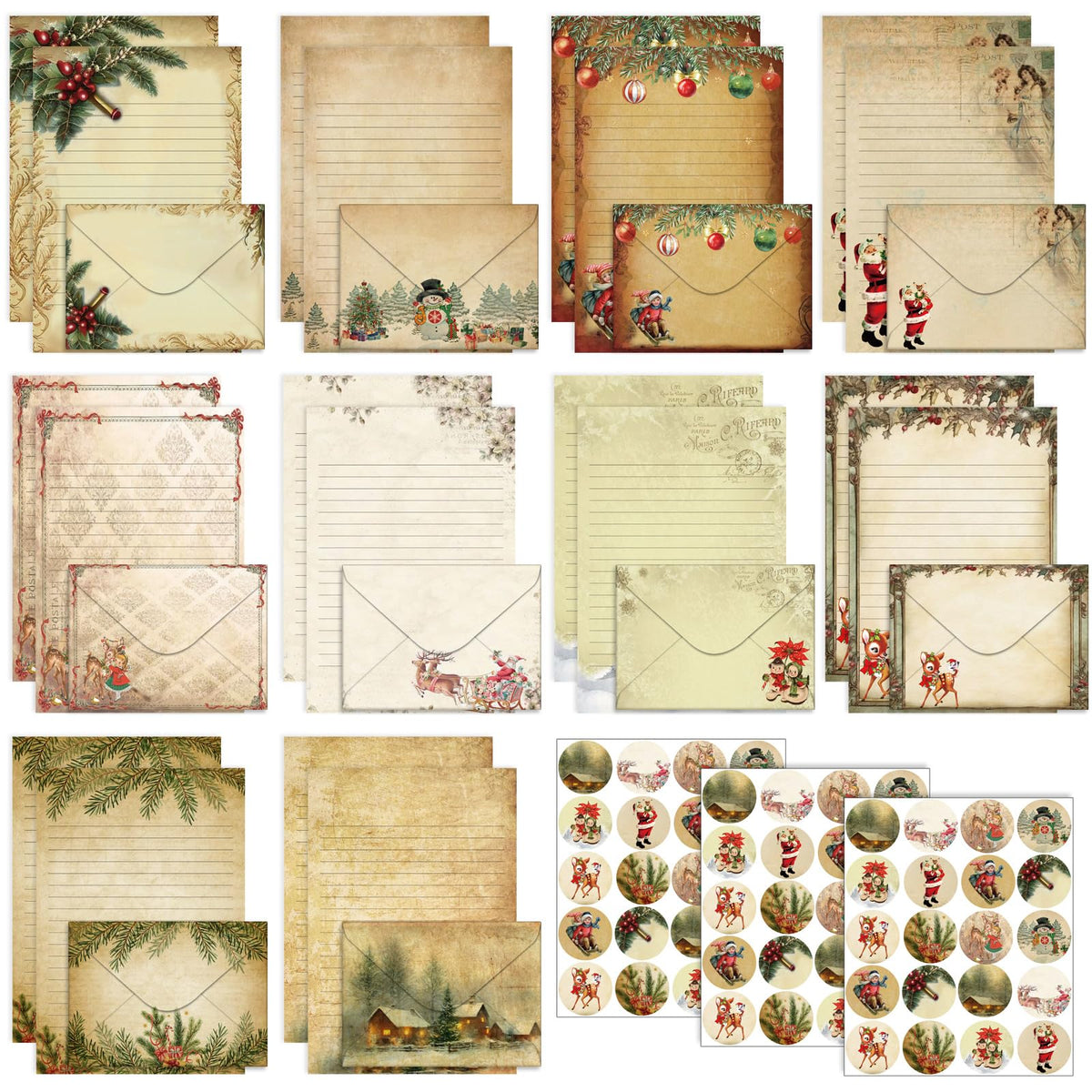 TaoBary 160 Pcs Vintage Floral Stationery Paper and Envelopes Set
