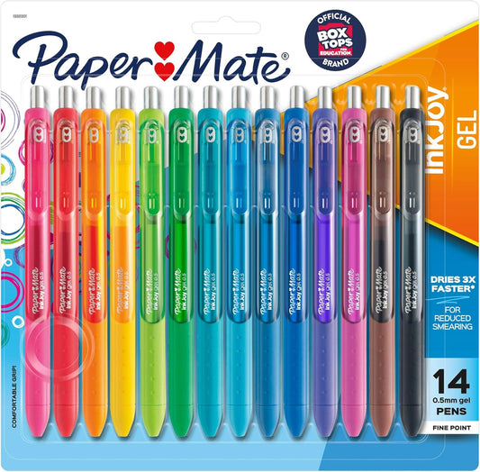 Paper Mate InkJoy Gel Pens, Fine Point (0.5mm), Assorted Colors, 14 Count - Back to School, Teacher Supplies, Writing, Journaling