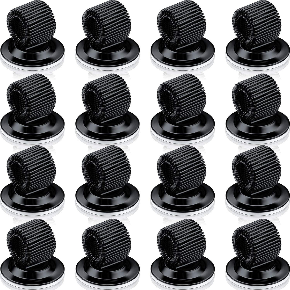 Outus 10 Pcs Black Pen Holder Clip Steel Pen Holder Self Adhesive Organizer