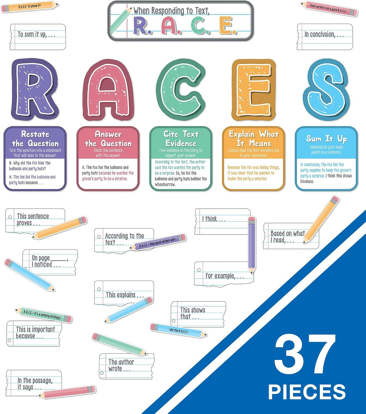 Carson Dellosa Races Writing Process Bulletin Board Set, 37-Pieces
