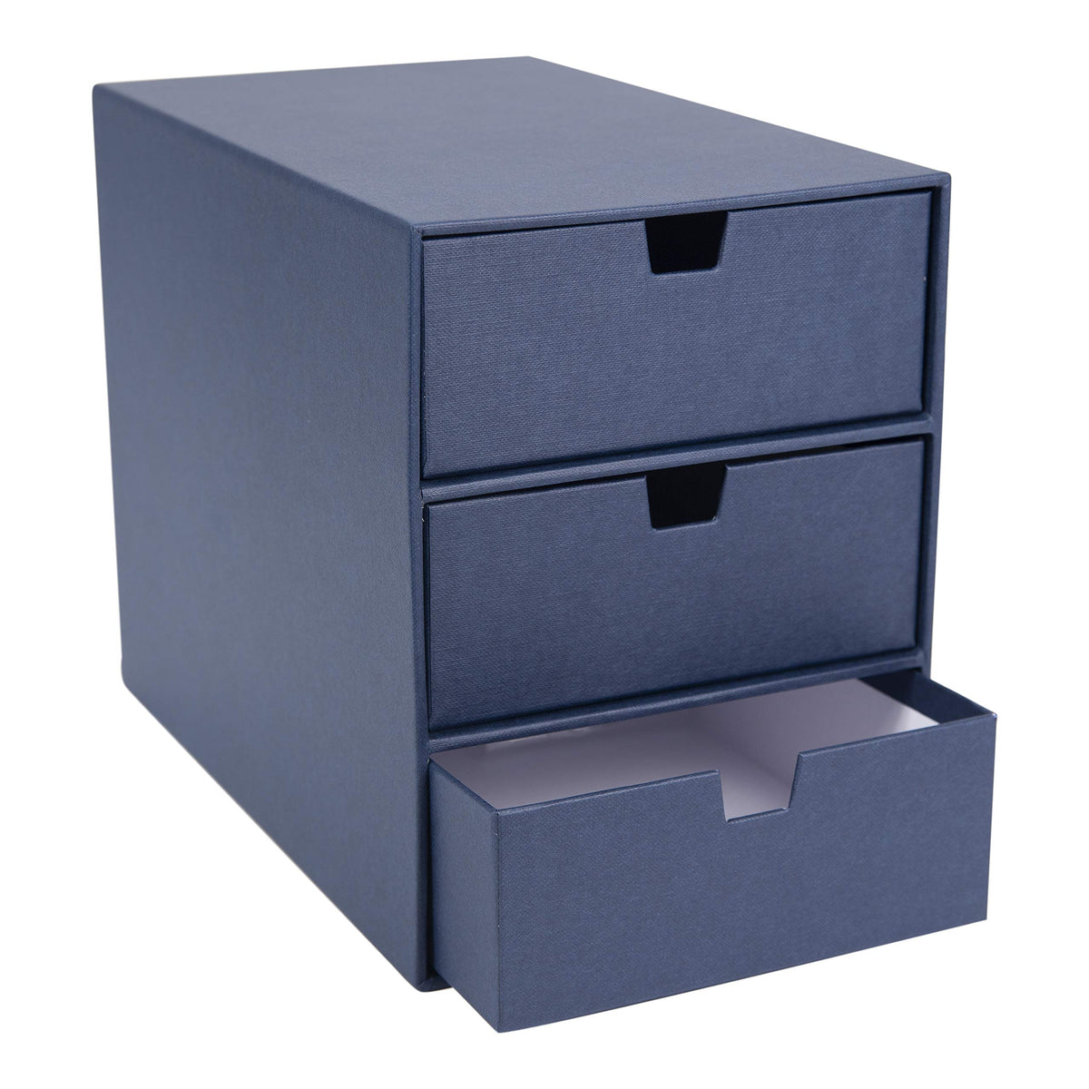 Bigso Box of Sweden Ingrid 3-Drawer Canvas Fiberboard Desk Organizer for Office Supplies and Accessories - Stackable Makeup Drawer Organizer - 6.3in x 9.9in x 8.1in - Grey