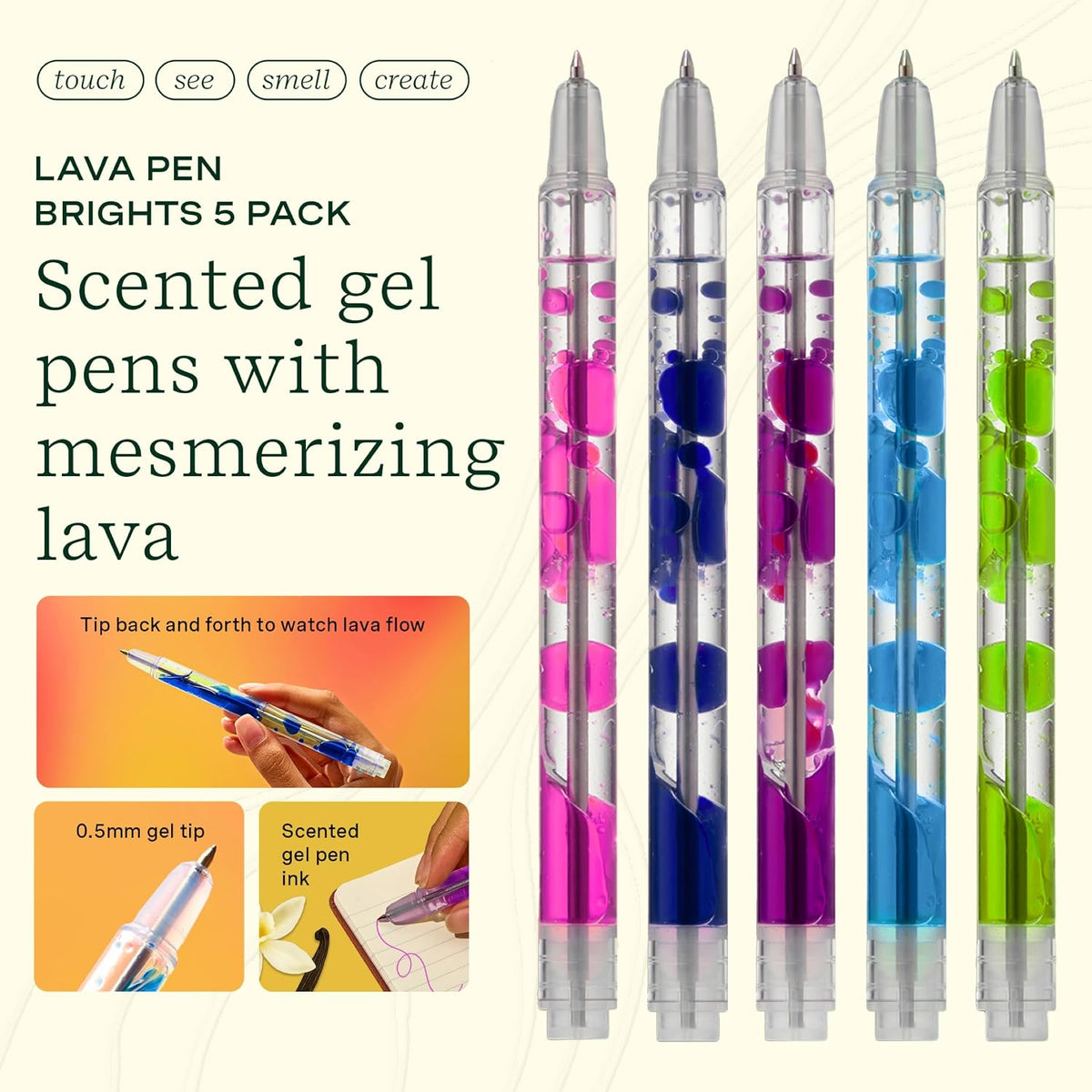 Lifelines Scented Lava Gel Pen Set, 5 Brights Multi-Color Pack, 0.5mm
