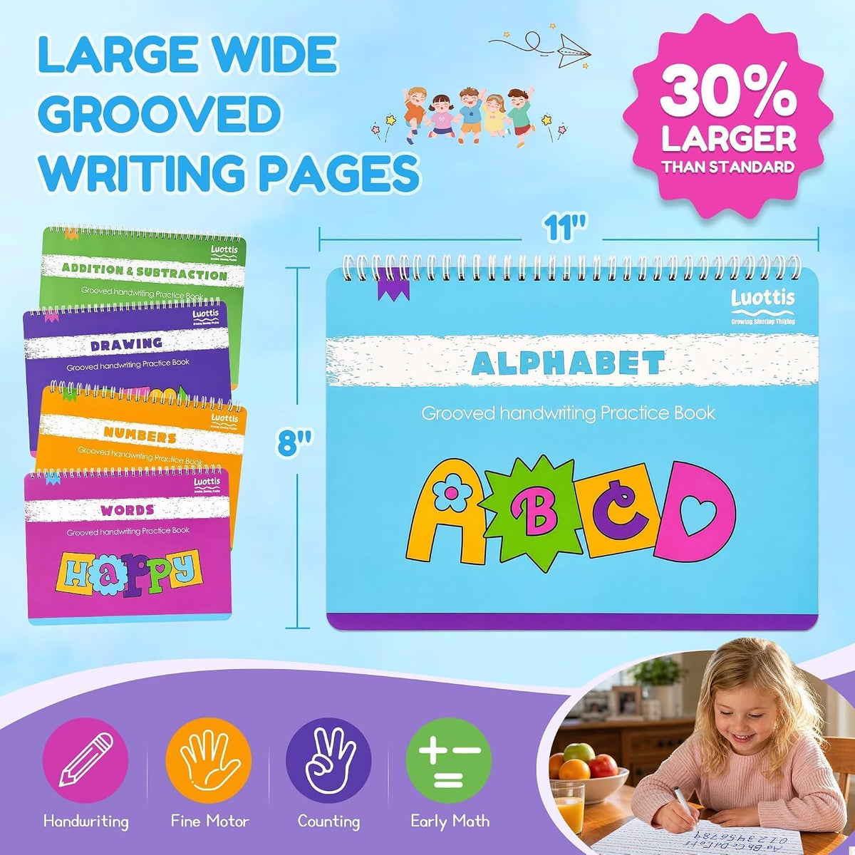 Magic Grooved Writing Practice Books, Reusable for Kids Ages 3-8
