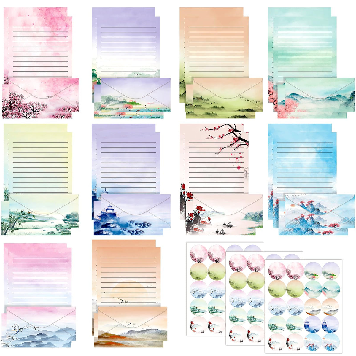 TaoBary 160 Pcs Vintage Floral Stationery Paper and Envelopes Set