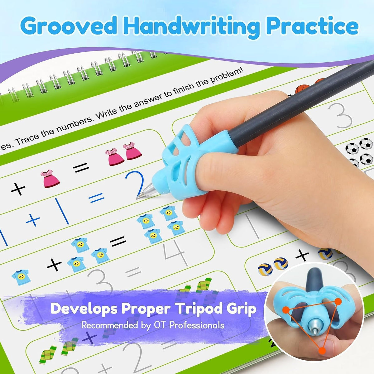 Magic Grooved Writing Practice Books, Reusable for Kids Ages 3-8