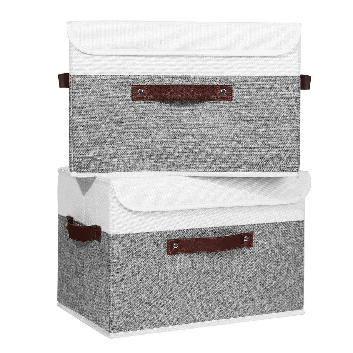 ANMINY Fabric Storage Box Bins with Lids, Green, 10"x8"x7"