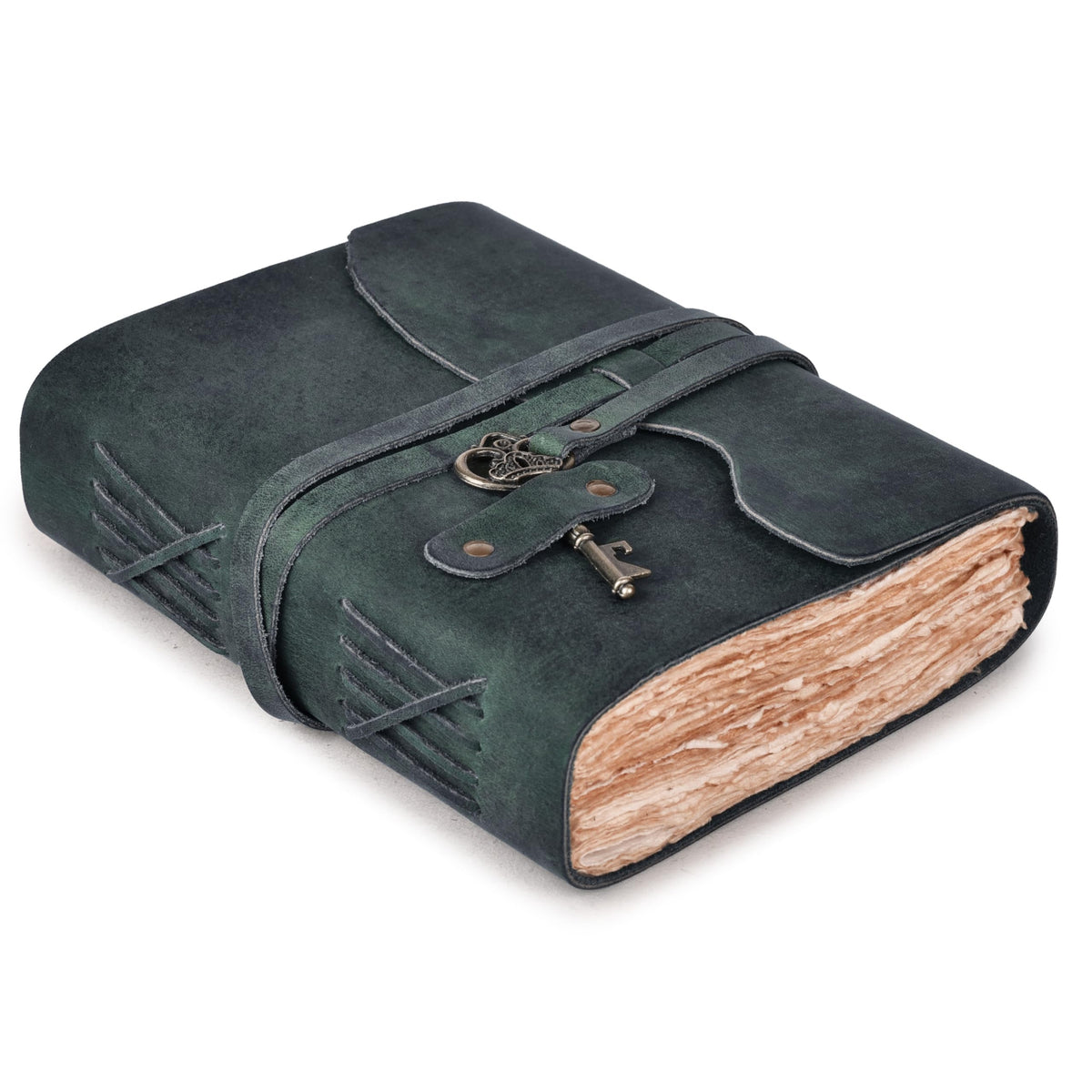 LEATHER VILLAGE Leather Journal Key Lock, Distressed Brown 6x4.