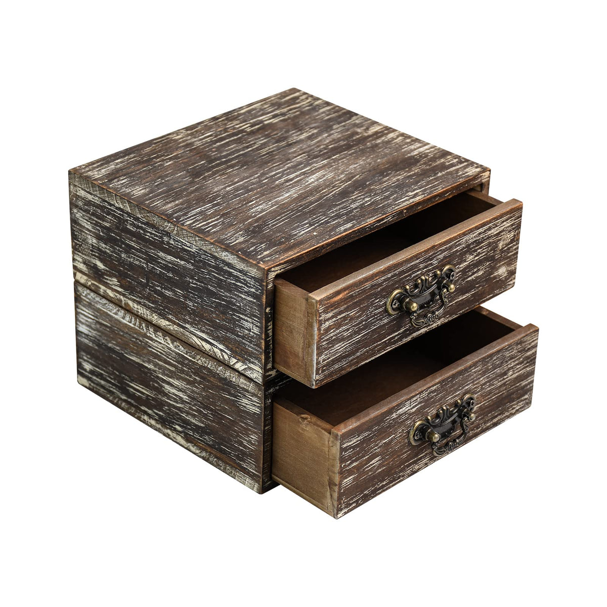 Desk Organizer with Drawers Light Brown Vintage Wood Desktop Storage Box