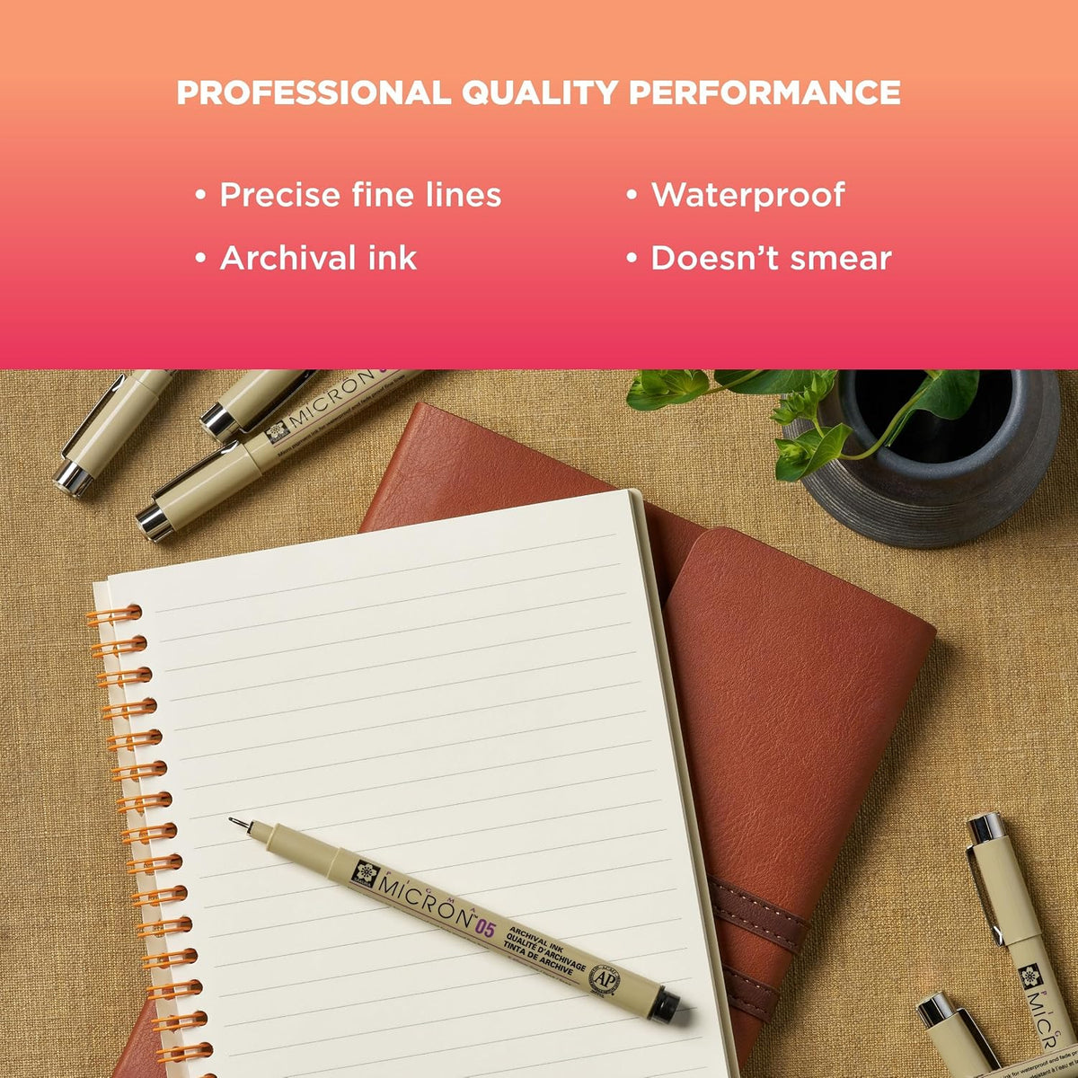 Sakura Pigma Micron Fineliner Pens - Archival Black Ink Pens - Pens for Writing, Drawing, or Journaling - Black Ink - 05 Point Size - 6 Pack