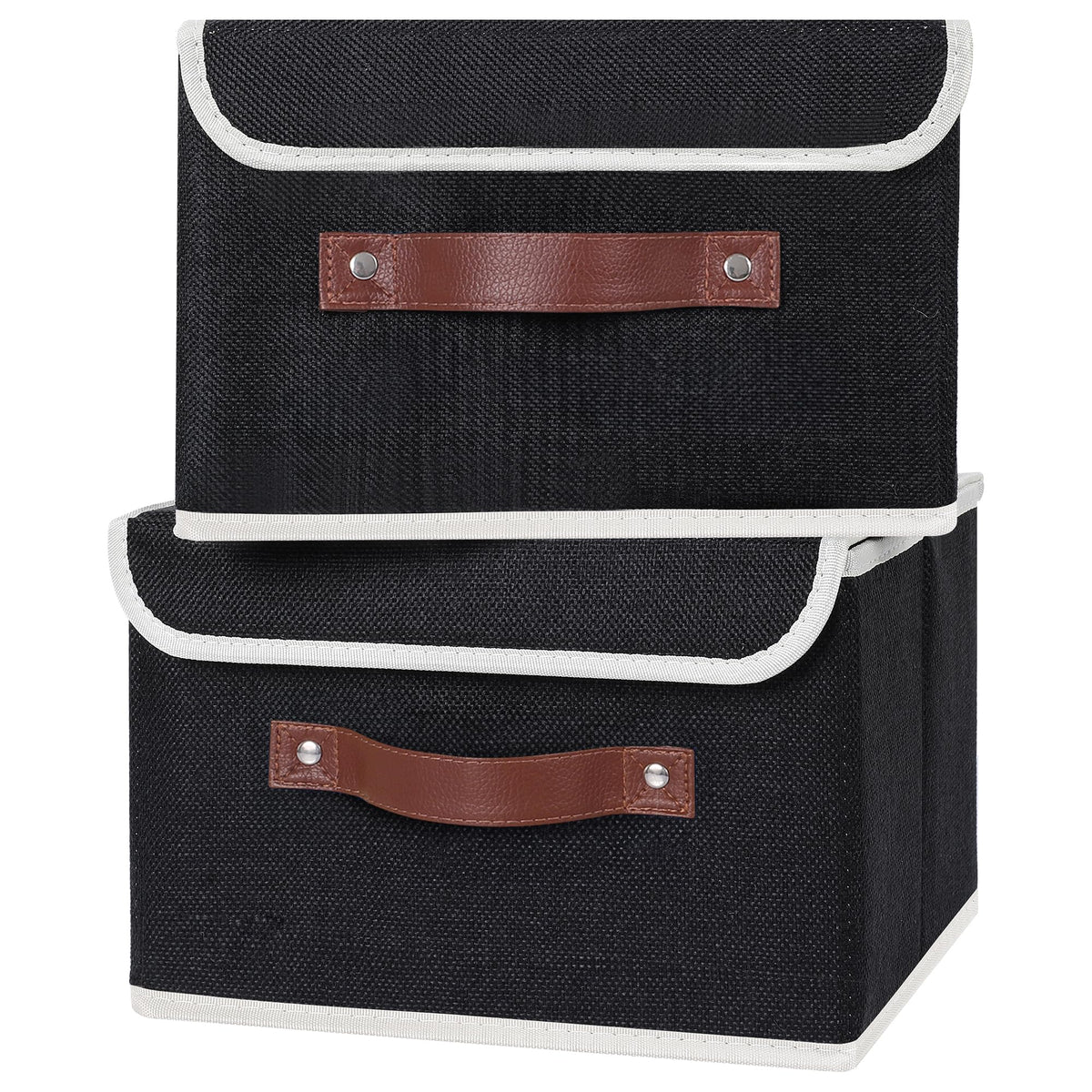 ANMINY Fabric Storage Box Bins with Lids, Green, 10"x8"x7"