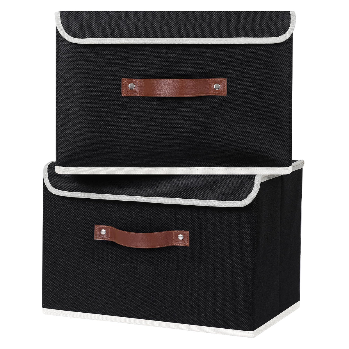 ANMINY Fabric Storage Box Bins with Lids, Green, 10"x8"x7"