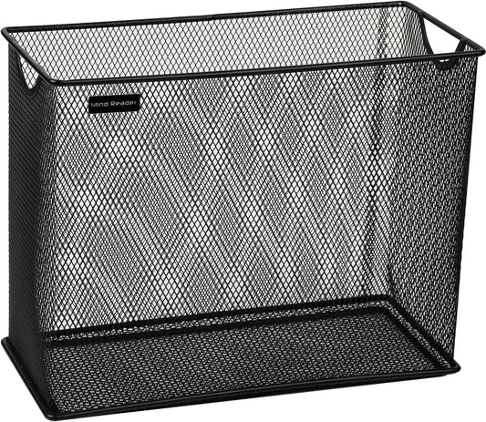 Mind Reader Vertical File Storage, Desktop Organizer, Hanging Files, Office, Metal Mesh, 12.25"L x 5.5"W x 10"H, Black