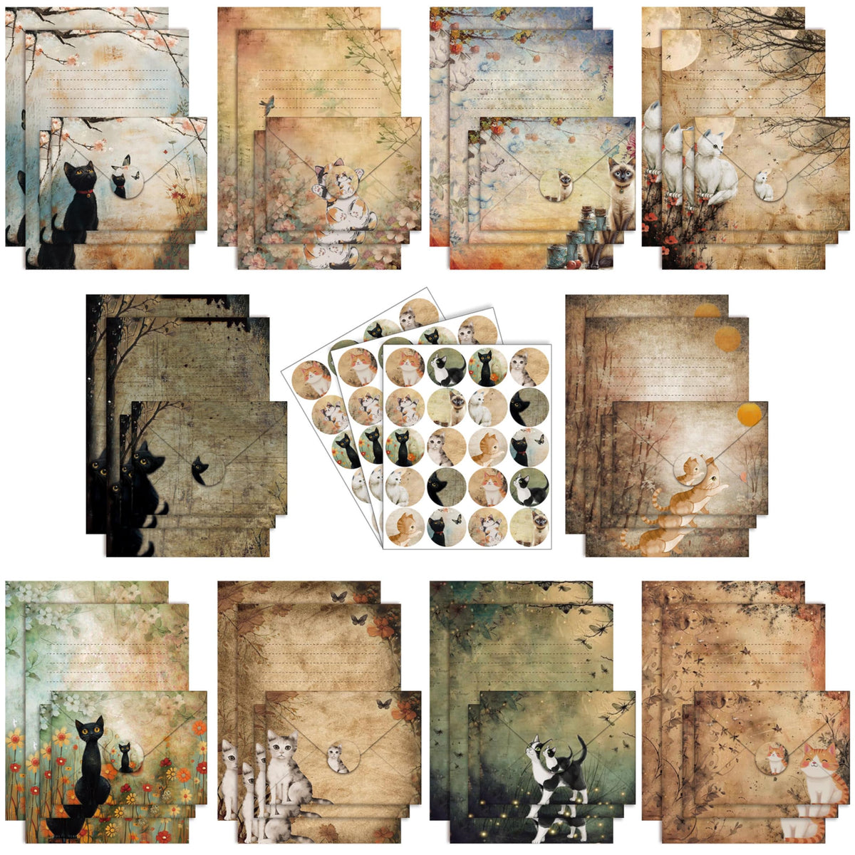 TaoBary 160 Pcs Vintage Floral Stationery Paper and Envelopes Set