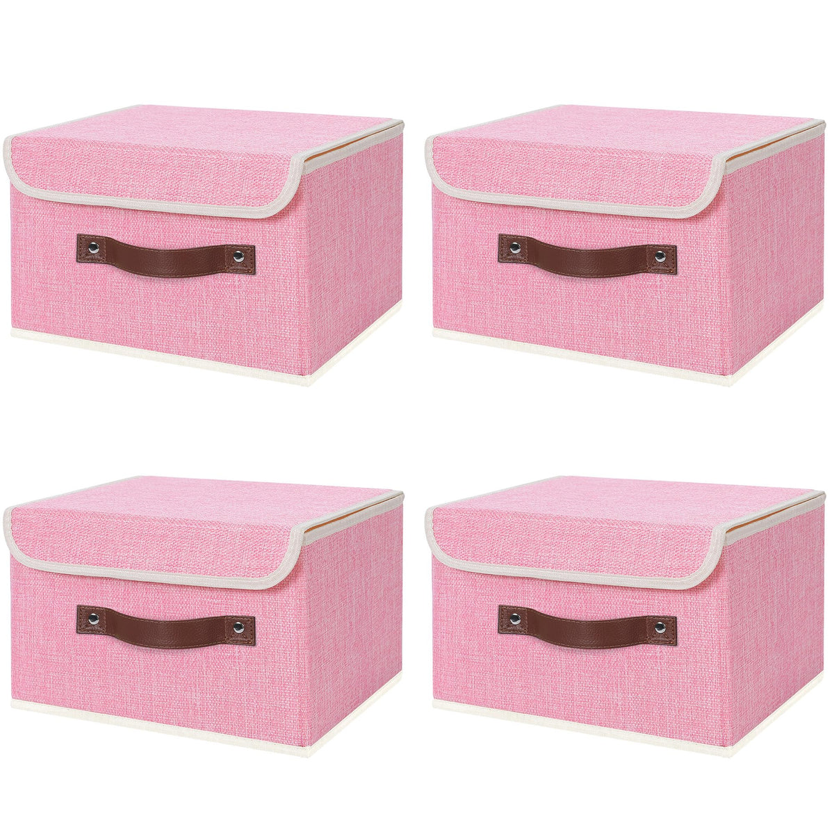 ANMINY Fabric Storage Box Bins with Lids, Green, 10"x8"x7"