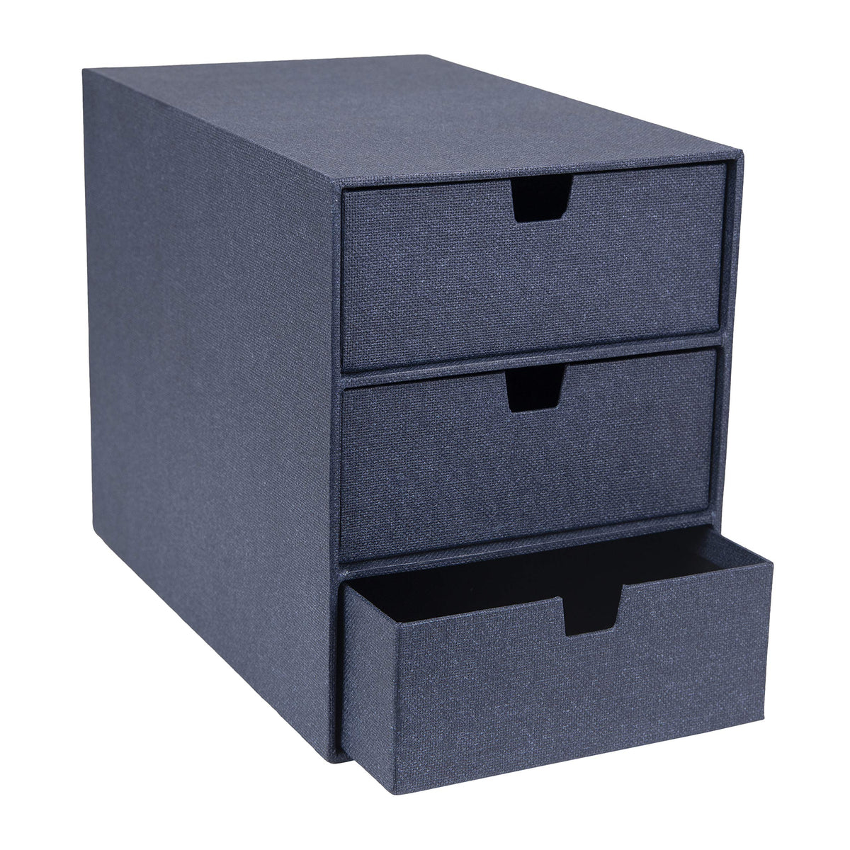 Bigso Box of Sweden Ingrid 3-Drawer Canvas Fiberboard Desk Organizer for Office Supplies and Accessories - Stackable Makeup Drawer Organizer - 6.3in x 9.9in x 8.1in - Grey