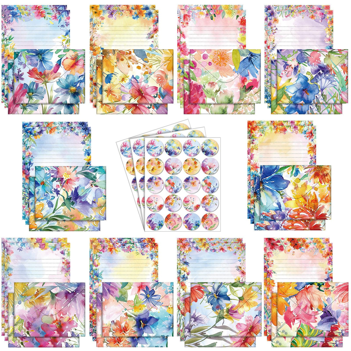 TaoBary 160 Pcs Vintage Floral Stationery Paper and Envelopes Set