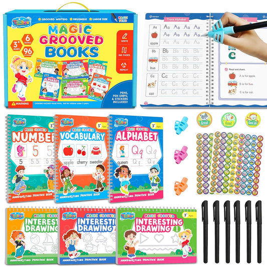 Magic Grooved Writing Practice for Kids, Reusable Grooved Workbook