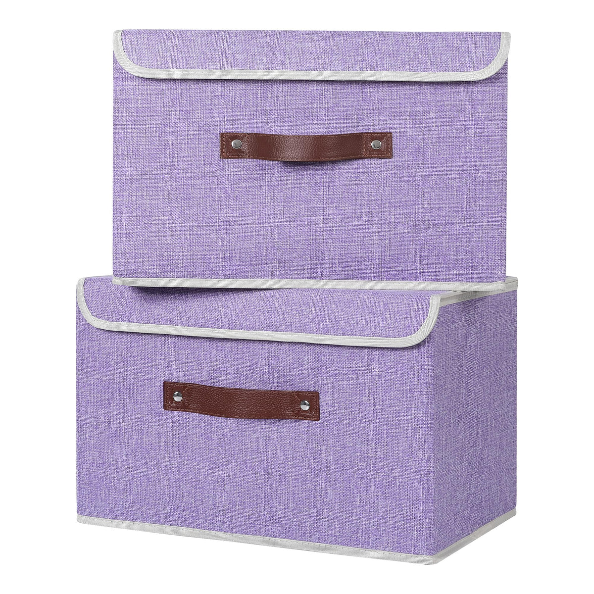 ANMINY Fabric Storage Box Bins with Lids, Green, 10"x8"x7"