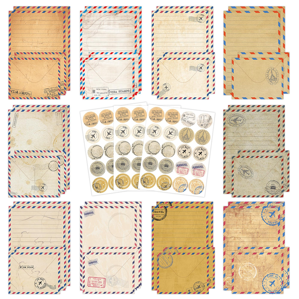 FUNCLASS 160 Pcs Watercolor Stationery Set Letter and Envelopes